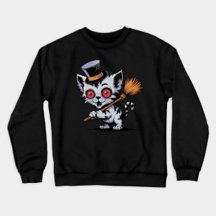 Cute Zombie Cat Top Hat Crewneck Sweatshirt